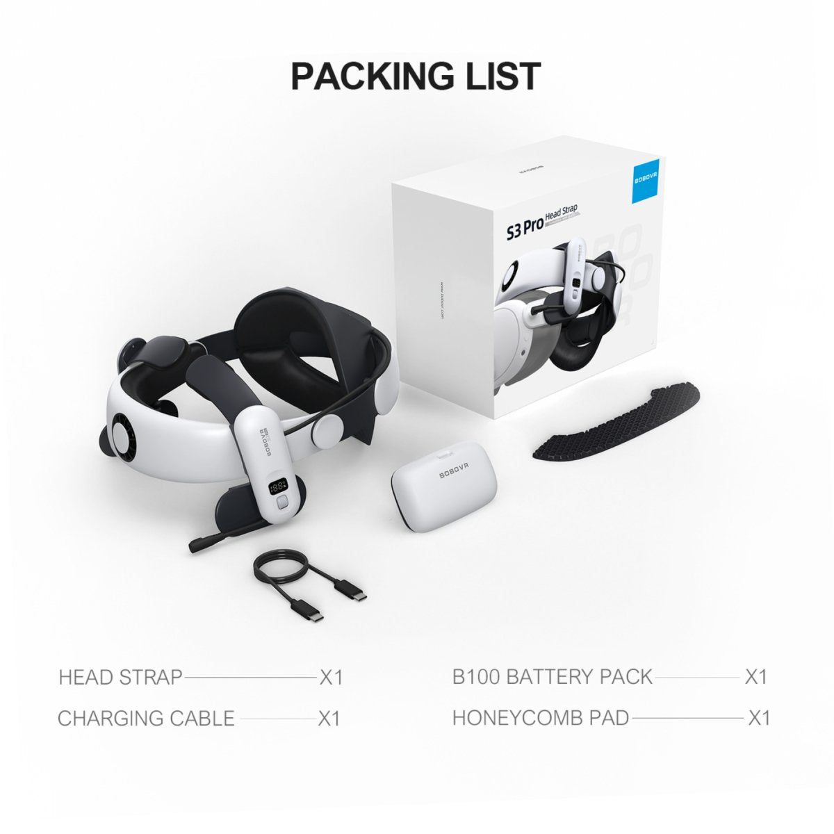 BOBOVR S3 Pro curea de cap cu baterie B100 și ventilator | pentru Meta